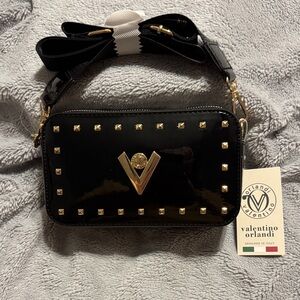 Valentino Orlandi Black and Gold Crossbody Bag